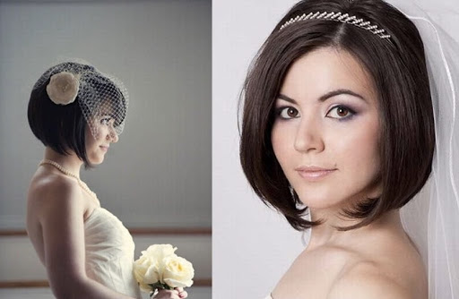 Свадебные прически на короткие волосы: с фатой и без, с челкой, с диадемой (фото) - «Модные тенденции»